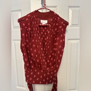 ANTHROPOLOGIE Red Patterned Women Top, size M